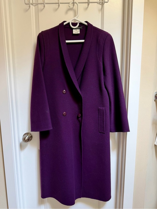 Salvatore Ferragamo Jackets & Blazers - Vintage Salvatore Ferragamo Purple Wool Double Breasted Coat Made In Italy Sz 10